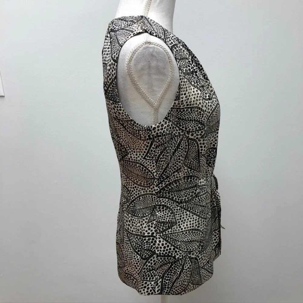 Tory Burch Silk Blouse Top Womens 4 Tie Front Leaf Metallic Business Office